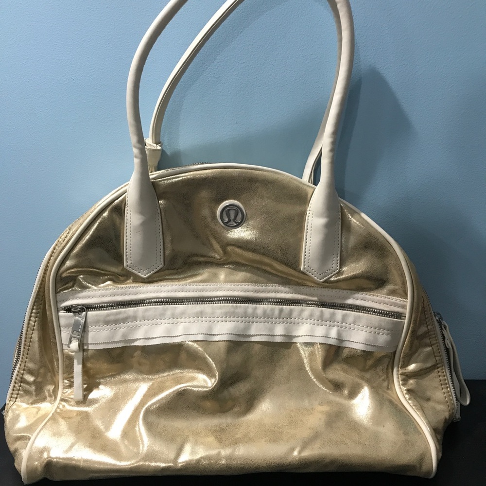 Gold Lululemon gym bag